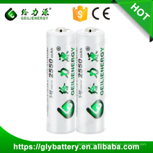 NI-MH ciclo profundo 2550 mah baterías al por mayor 1.2 v batería recargable aa batería